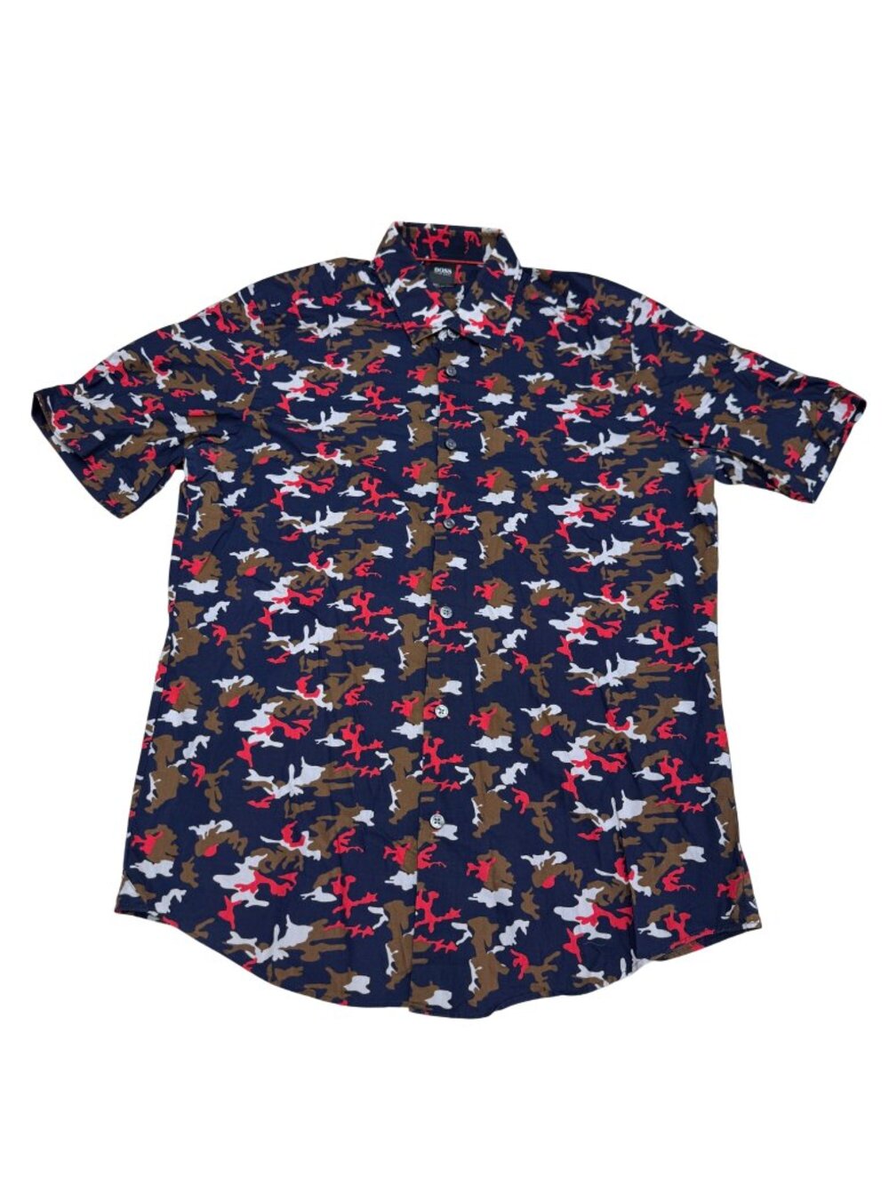 Hugo Boss Men's Regular Fit SS Shirt Camo Print Finest Italian Fabric Size M